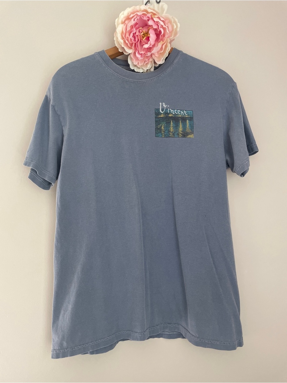 Vincent Van Gogh Blue Short-Sleeve Graphic Tee Medium Cotton Artist Museum Men’s